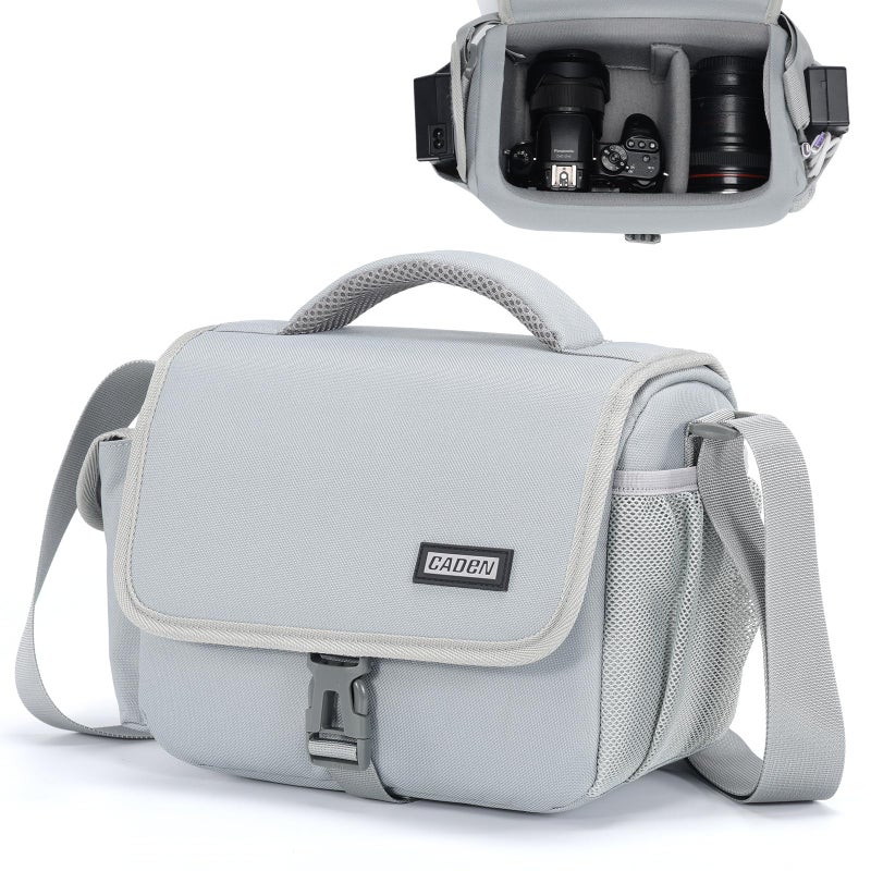 CADeN Camera Bag Case Shoulder Crossbody Bag Compatible for Nikon, Canon, Sony, DSLR SLR Mirrorless Cameras and Lenses (1.0 Grey, Small) - Image 1